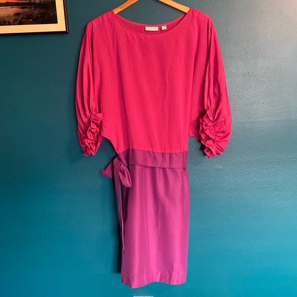 New York & Company Color-block Dolman Ruffle Sleeve Midi Dress - Picture 2 of 13